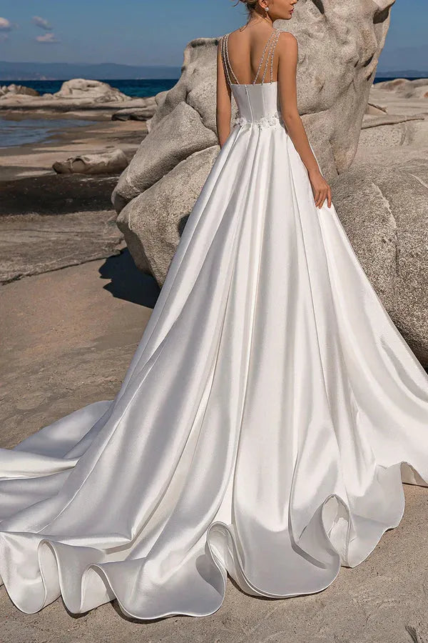 A-Line Sweetheart Floor-Length Wedding Dress - Yihuiw by Yihuiw