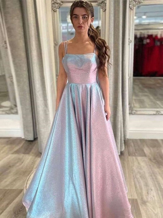 A-Line/Princess Ruffles Straps Sleeveless Floor-Length Dresses by YiHuiw