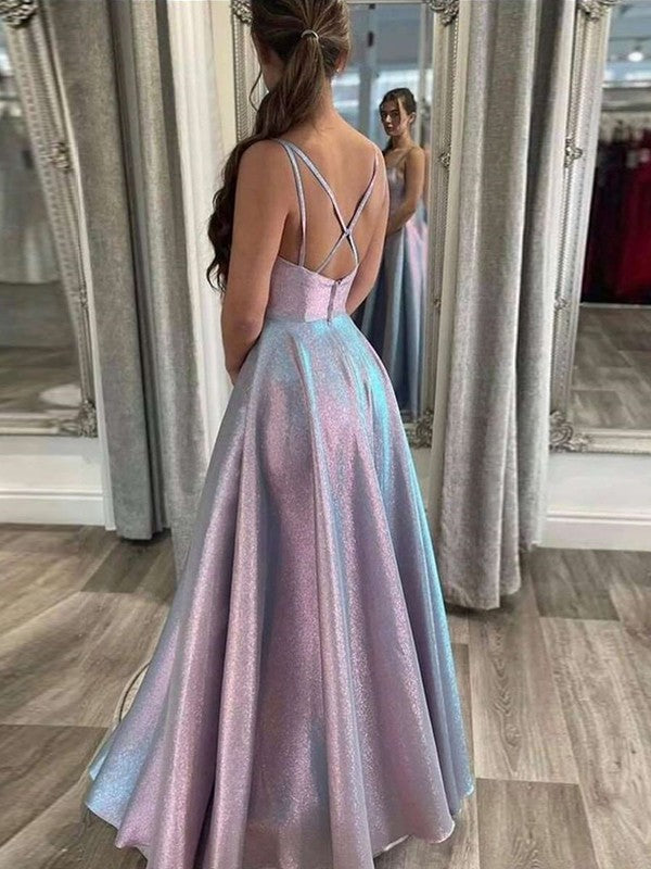 A-Line/Princess Ruffles Straps Sleeveless Floor-Length Dresses by YiHuiw