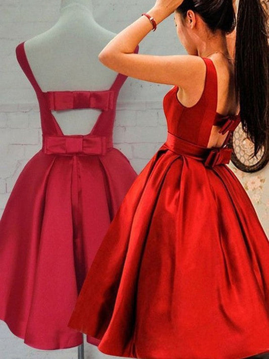 A-Line/Princess Sleeveless Scoop Sash/Ribbon/Belt Satin Short/Mini Dresses by YiHuiw