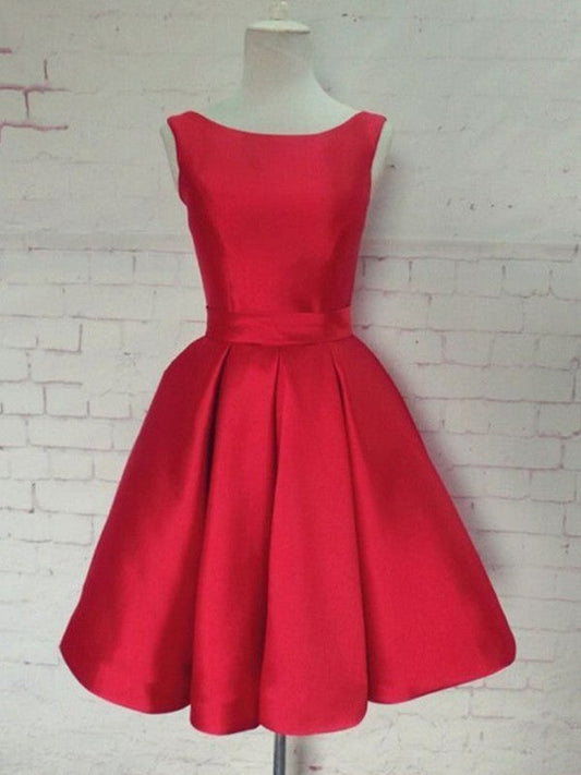 A-Line/Princess Sleeveless Scoop Sash/Ribbon/Belt Satin Short/Mini Dresses by YiHuiw