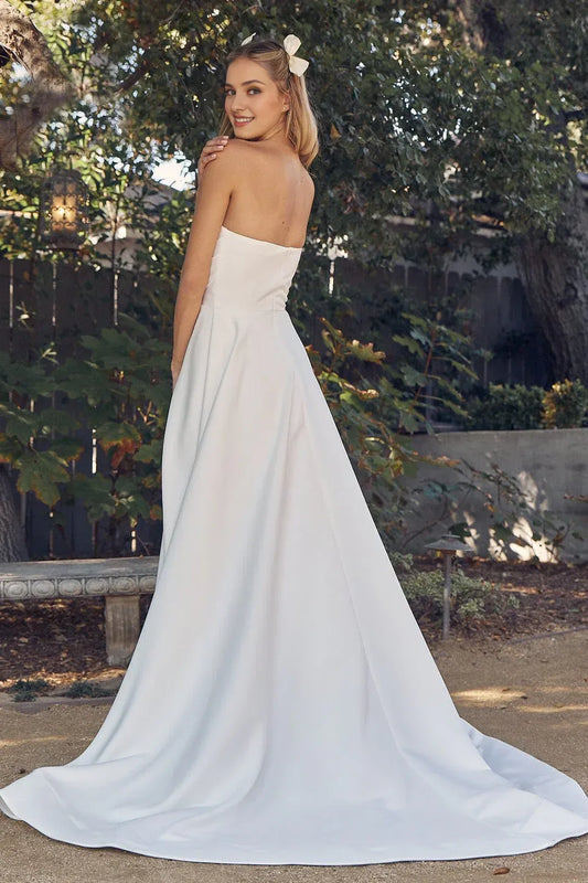 A-Line Strapless Floor-Length Wedding Dress - Yihuiw by Yihuiw