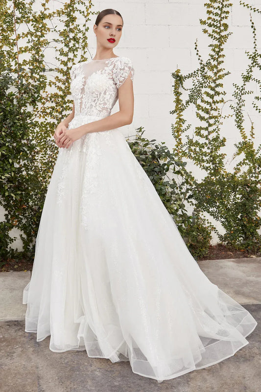 A-Line Illusion Floor-Length Wedding Dress - Yihuiw by Yihuiw