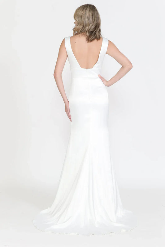 Mermaid Plunging Sleeveless Floor-Length Wedding Dress - Yihuiw by Yihuiw