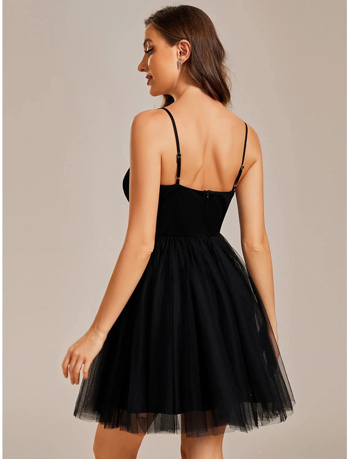 A-Line Homecoming Dresses Princess Dress Cocktail Party Birthday Short / Mini Sleeveless Spaghetti Strap Tulle with Ruched by YiHuiw
