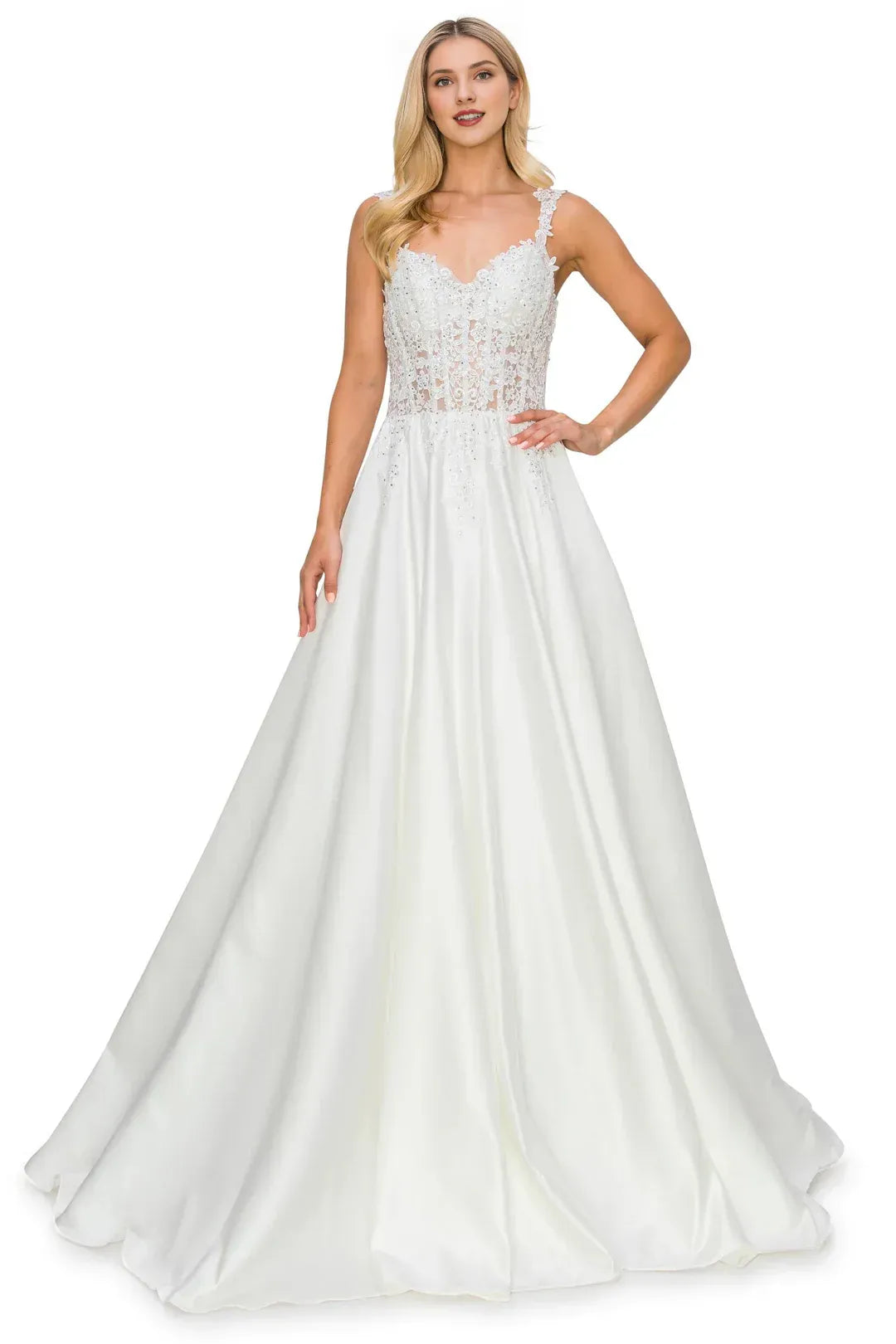 A-Line Sweetheart Floor-Length Wedding Dress - Yihuiw by Yihuiw