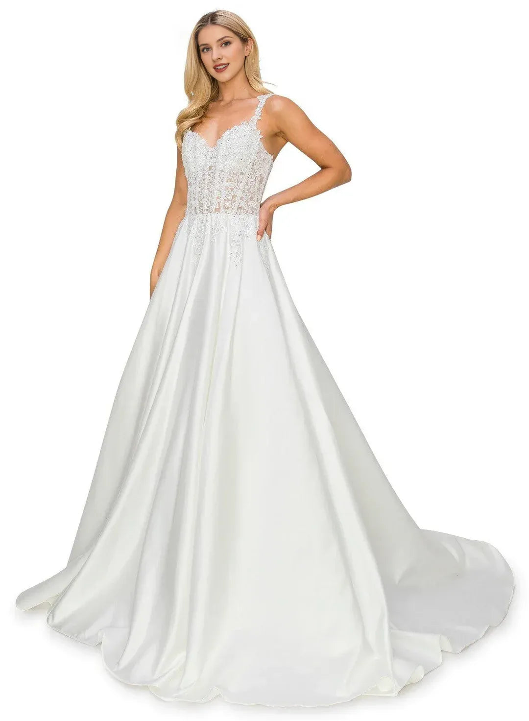 A-Line Sweetheart Floor-Length Wedding Dress - Yihuiw by Yihuiw