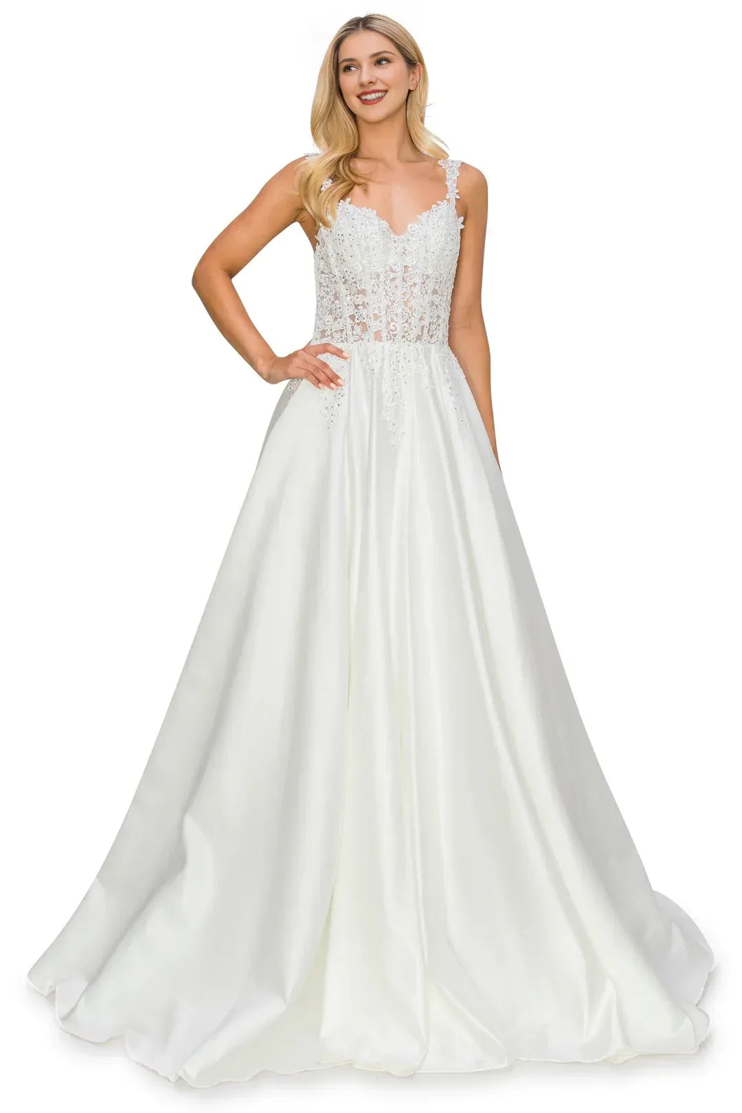 A-Line Sweetheart Floor-Length Wedding Dress - Yihuiw by Yihuiw