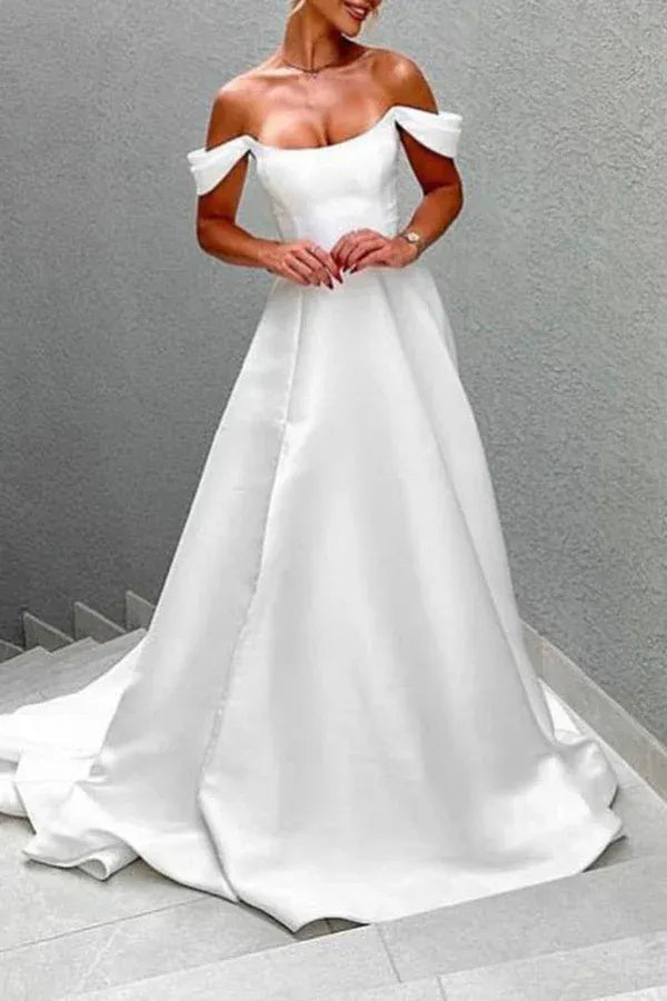A-Line Floor-Length Wedding Dress - Yihuiw by Yihuiw