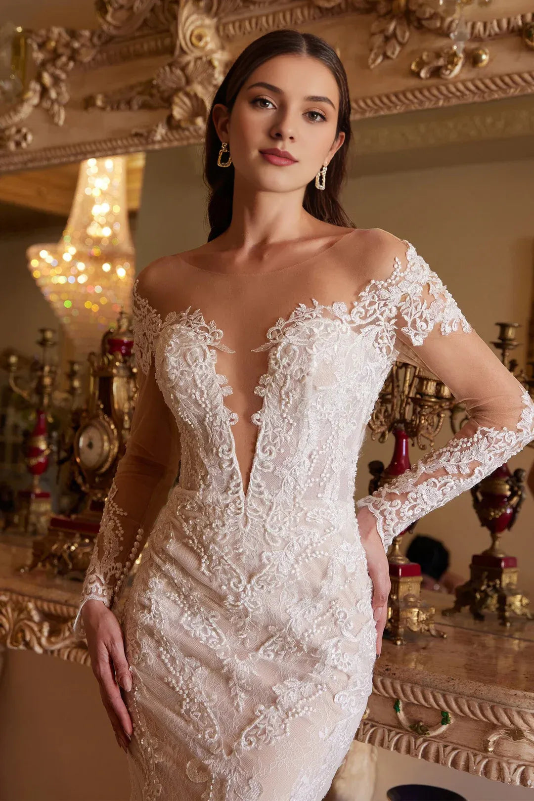 Mermaid Illusion Floor-Length Wedding Dress - Yihuiw by Yihuiw