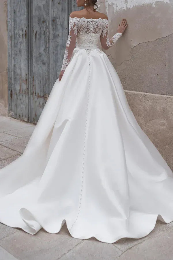 A-Line Floor-Length Wedding Dress - Yihuiw by Yihuiw
