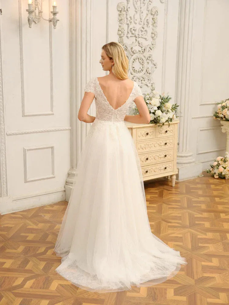 A-Line Floor-Length Wedding Dress - Yihuiw by Yihuiw