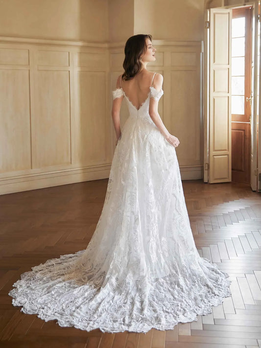 A-Line Sweetheart Floor-Length Wedding Dress - Yihuiw by Yihuiw
