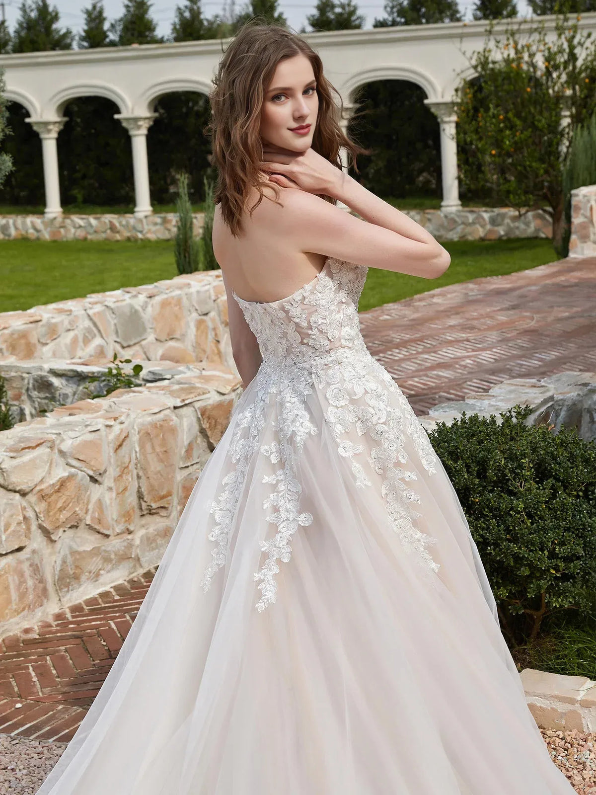 A-Line Sweetheart Floor-Length Wedding Dress - Yihuiw by Yihuiw
