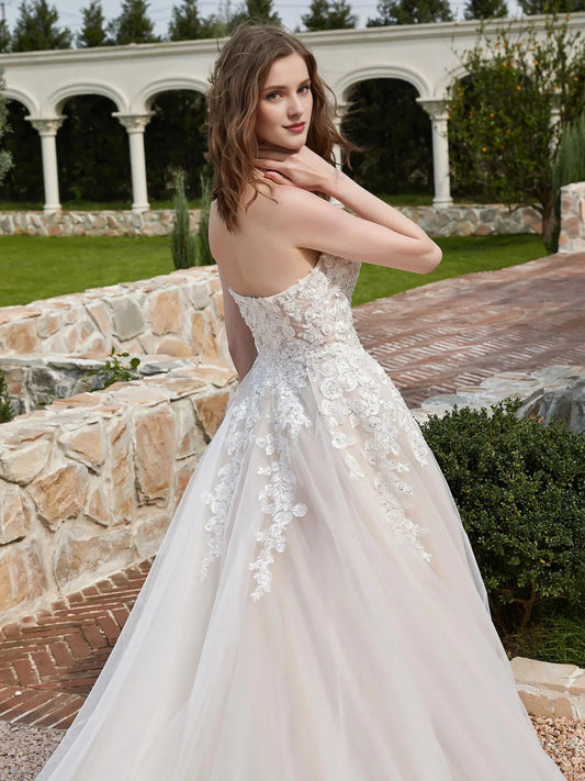A-Line Sweetheart Floor-Length Wedding Dress - Yihuiw by Yihuiw