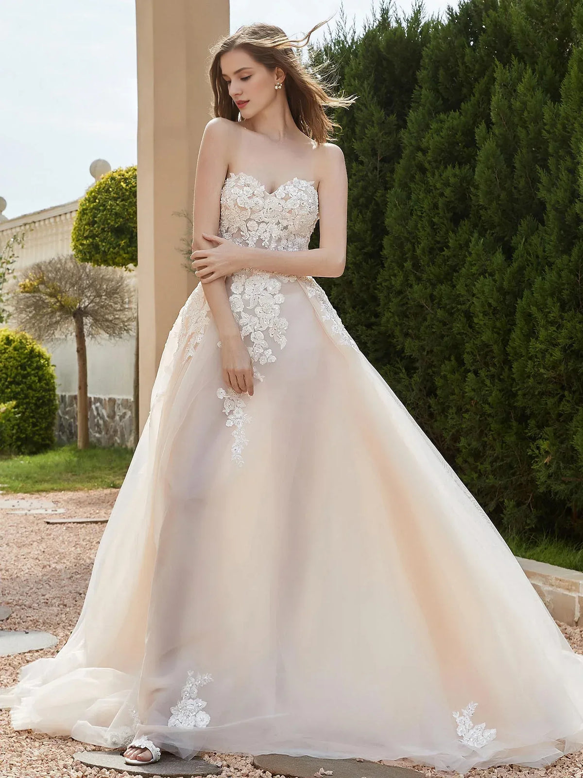 A-Line Sweetheart Floor-Length Wedding Dress - Yihuiw by Yihuiw