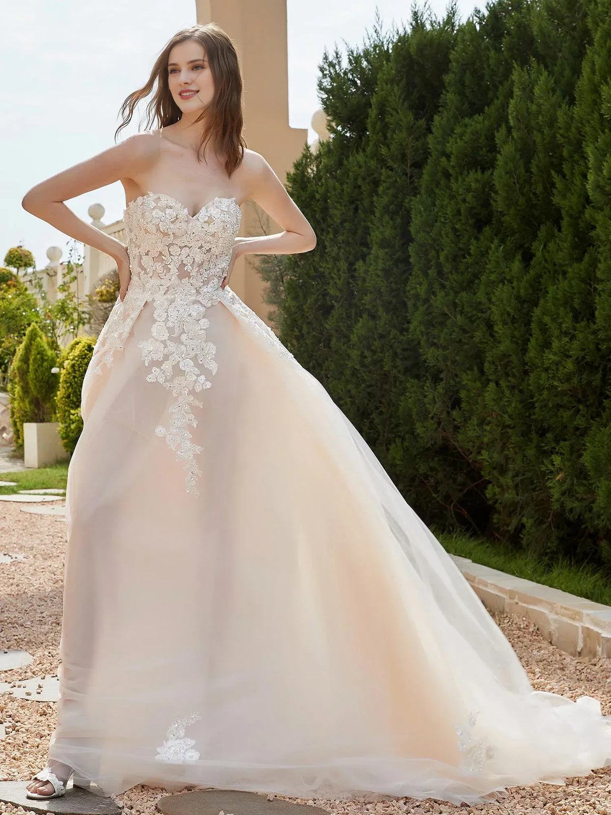 A-Line Sweetheart Floor-Length Wedding Dress - Yihuiw by Yihuiw