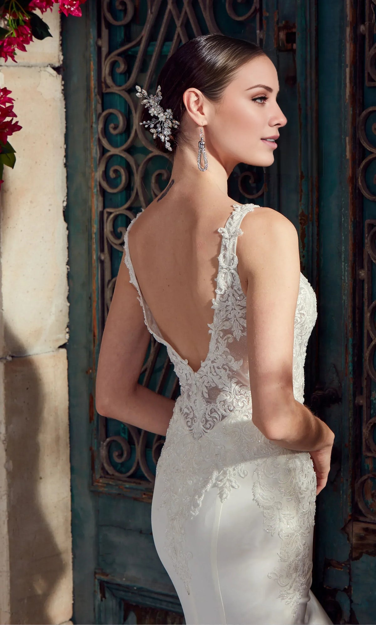 Mermaid V-Neck Lace Open Back Train Wedding Dress - Yihuiw by Yihuiw