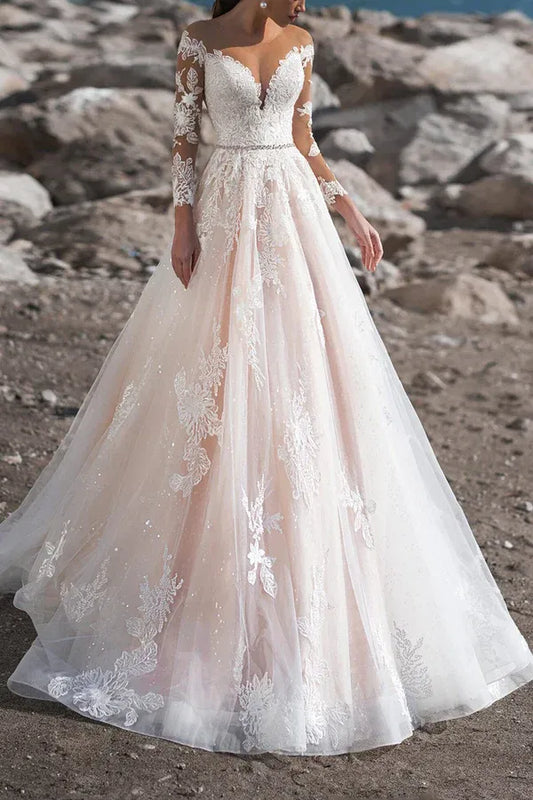 A-Line Floor-Length Wedding Dress - Yihuiw by Yihuiw