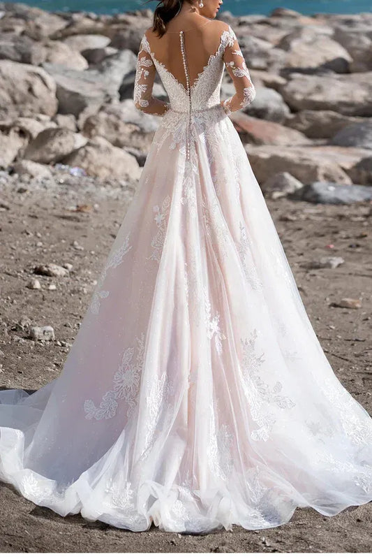 A-Line Floor-Length Wedding Dress - Yihuiw by Yihuiw