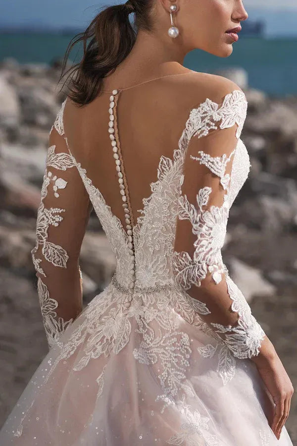 A-Line Floor-Length Wedding Dress - Yihuiw by Yihuiw
