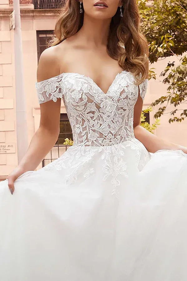 A-Line Floor-Length Wedding Dress - Yihuiw by Yihuiw