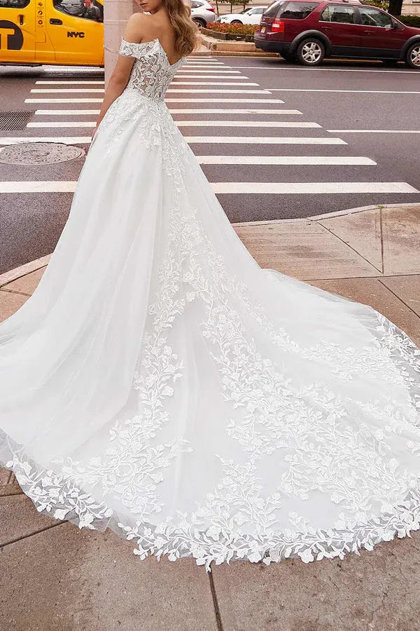 A-Line Floor-Length Wedding Dress - Yihuiw by Yihuiw