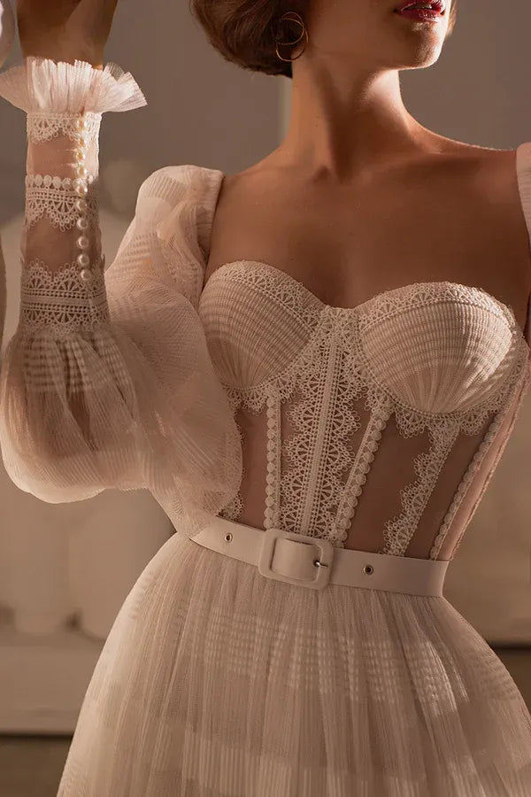 A-Line Sweetheart Floor-Length Wedding Dress - Yihuiw by Yihuiw