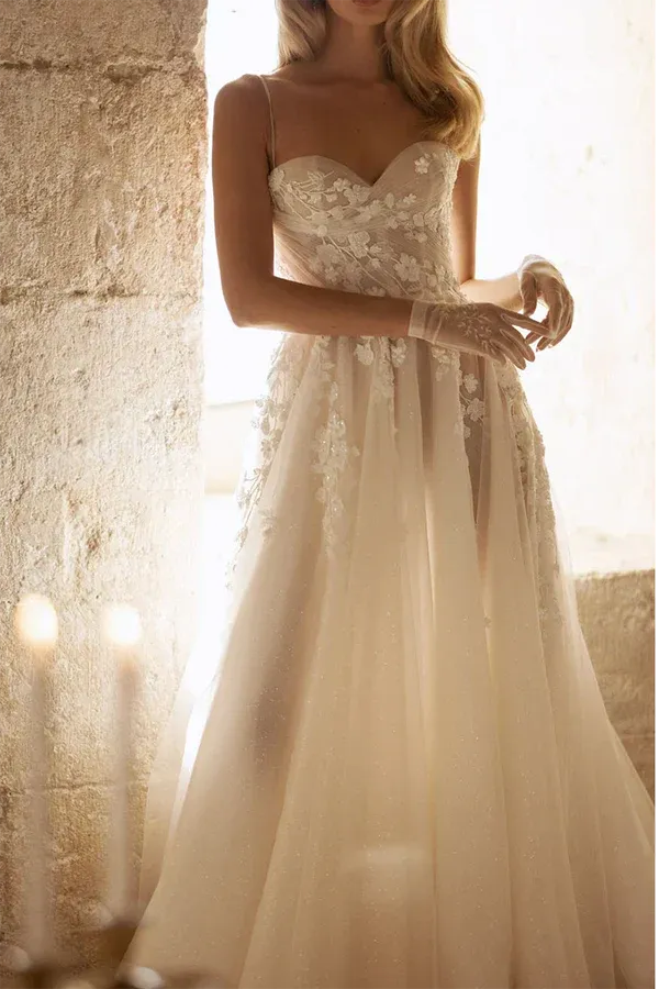 A-Line Sweetheart Floor-Length Wedding Dress - Yihuiw by Yihuiw