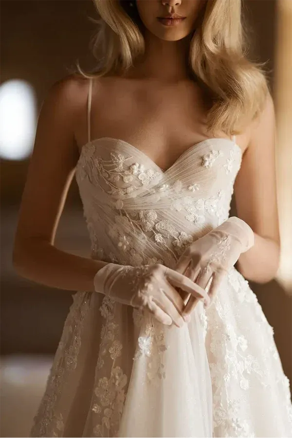 A-Line Sweetheart Floor-Length Wedding Dress - Yihuiw by Yihuiw