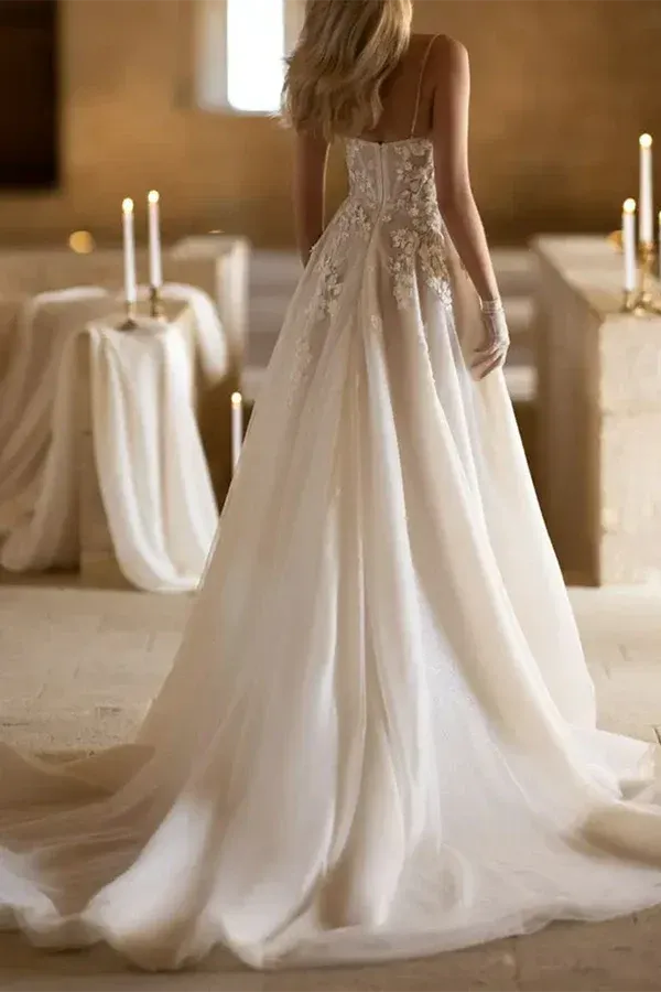 A-Line Sweetheart Floor-Length Wedding Dress - Yihuiw by Yihuiw