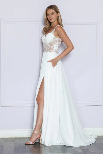 A-Line Sweetheart Floor-Length Wedding Dress - Yihuiw by Yihuiw