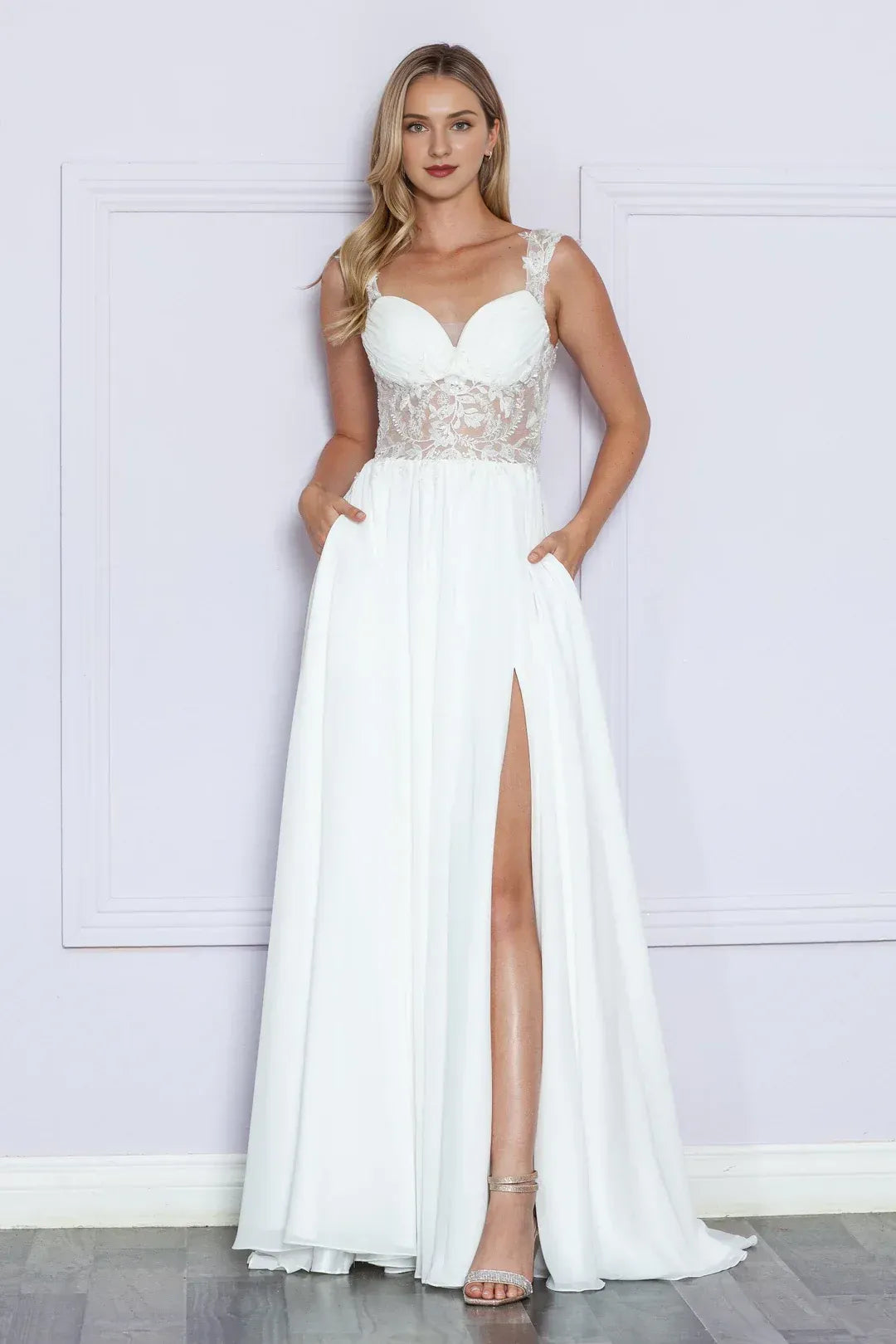 A-Line Sweetheart Floor-Length Wedding Dress - Yihuiw by Yihuiw