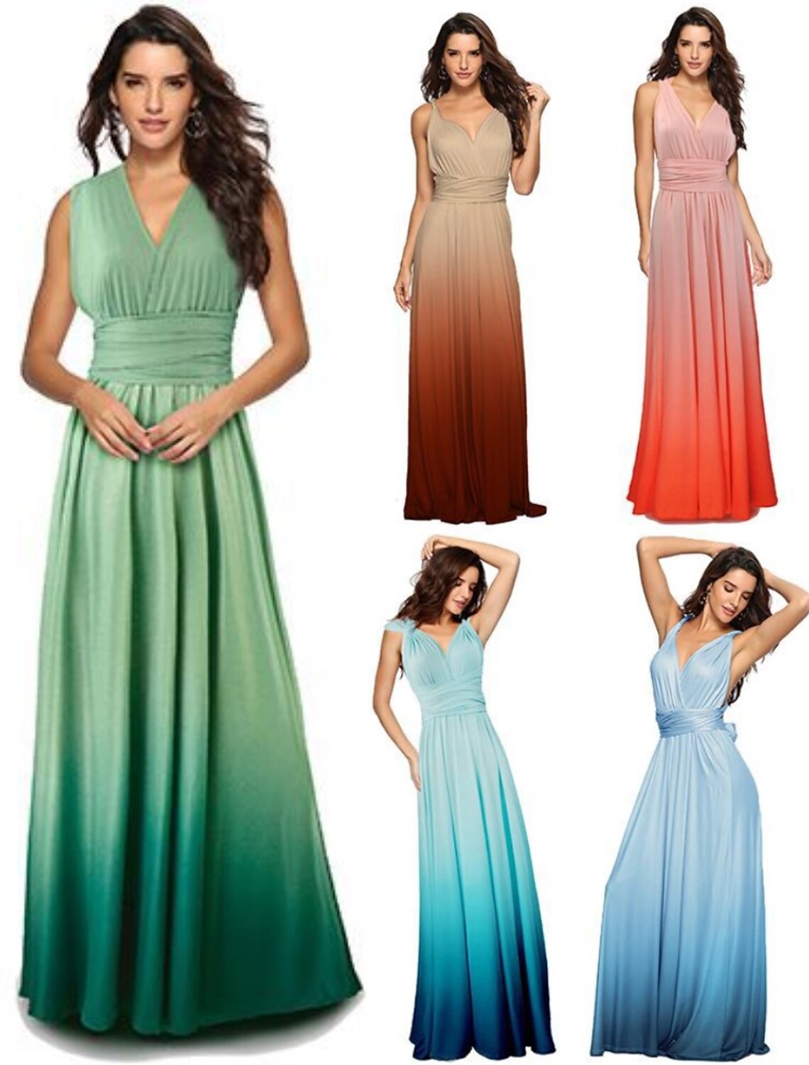 A-Line Bridesmaid Dress V Neck Sleeveless Elegant Floor Length Spandex with Ruching by YiHuiw