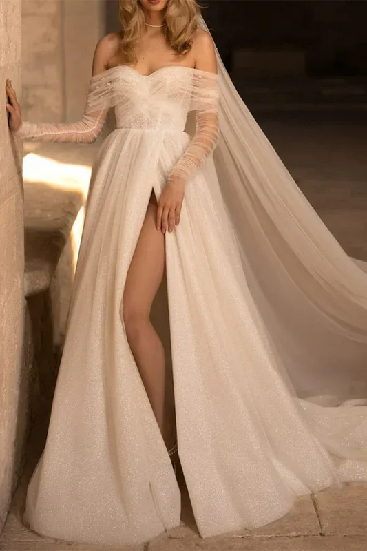 A-Line Floor-Length Wedding Dress - Yihuiw by Yihuiw