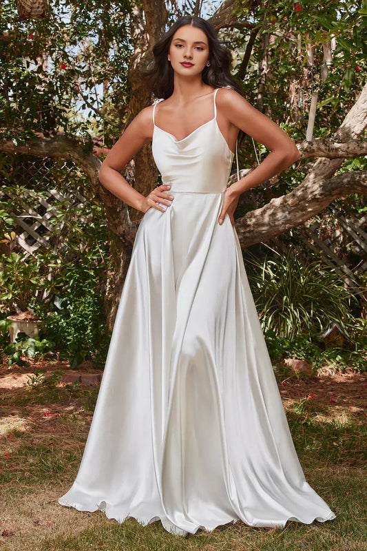 A-Line Spaghetti Strap Floor-Length Wedding Dress - Yihuiw by Yihuiw