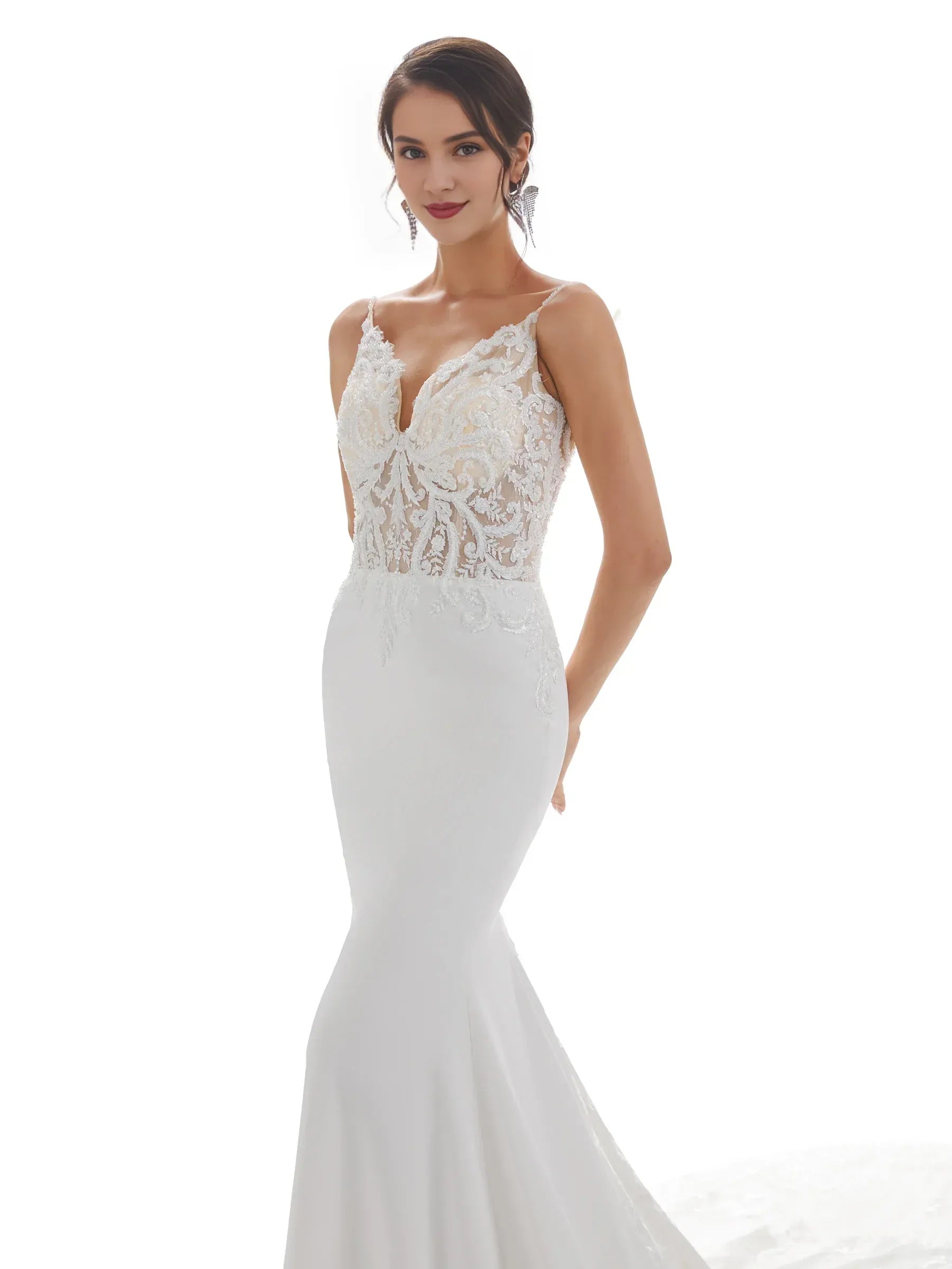Mermaid Spaghetti Strap Floor-Length Wedding Dress - Yihuiw by Yihuiw