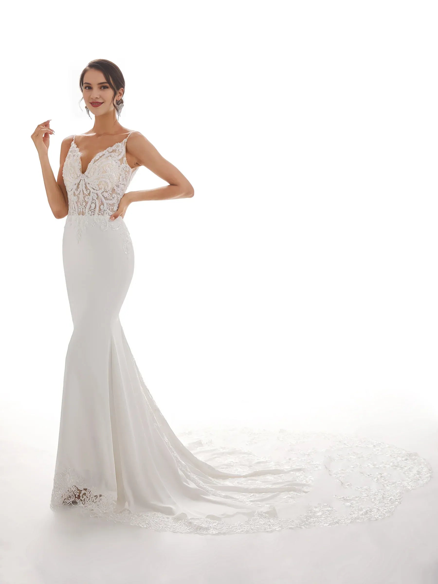 Mermaid Spaghetti Strap Floor-Length Wedding Dress - Yihuiw by Yihuiw