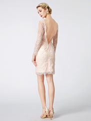 Ball Gown Pastel Colors Dress Holiday Cocktail Party Floor Length Long Sleeve V Neck Tulle Low Back with Beading Appliques