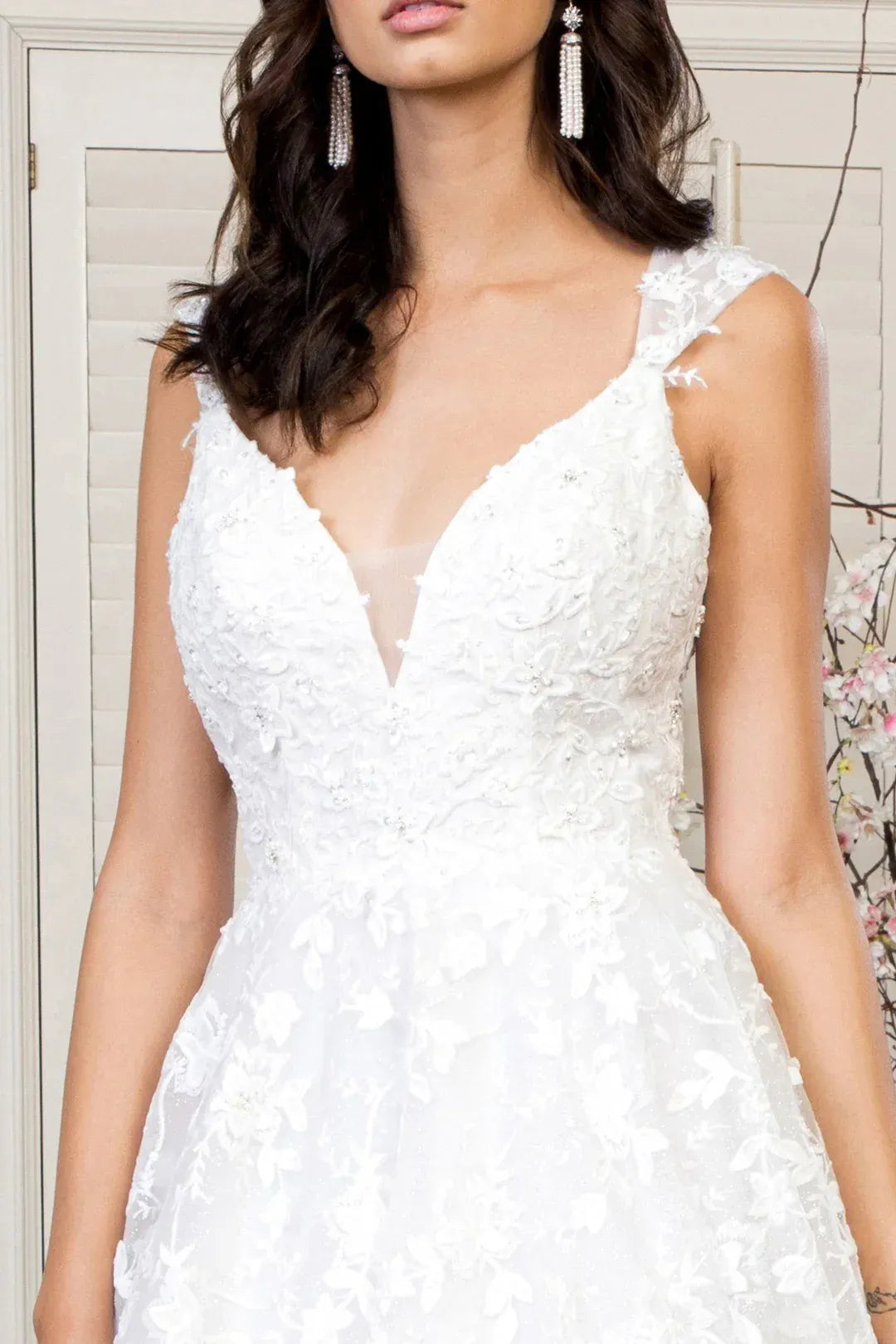 A-Line V-Neck Floor-Length Wedding Dress - Yihuiw by Yihuiw
