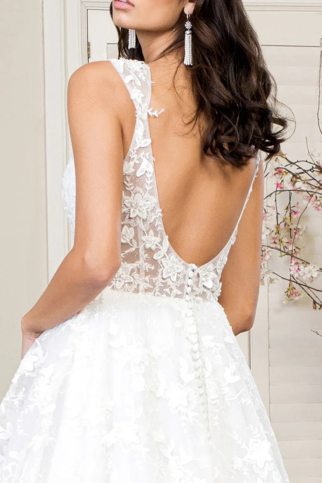 A-Line V-Neck Floor-Length Wedding Dress - Yihuiw by Yihuiw