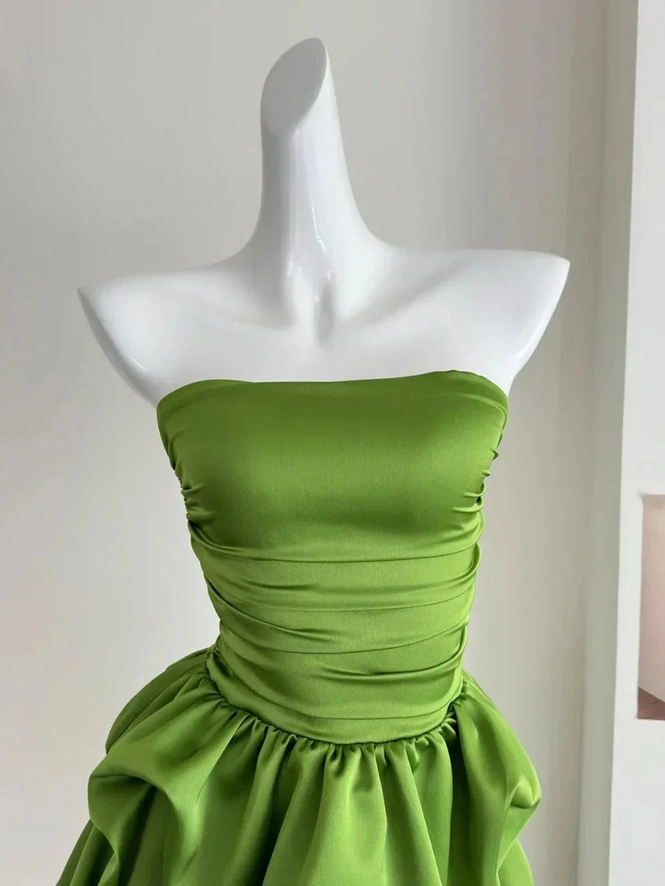 sweet tube top short satin homecoming dress birthday party dress simple gentle atmospheric and unique desi Bring summer colors to enhance whiteness by YiHuiw