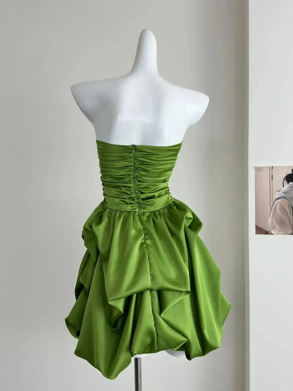 sweet tube top short satin homecoming dress birthday party dress simple gentle atmospheric and unique desi Bring summer colors to enhance whiteness by YiHuiw
