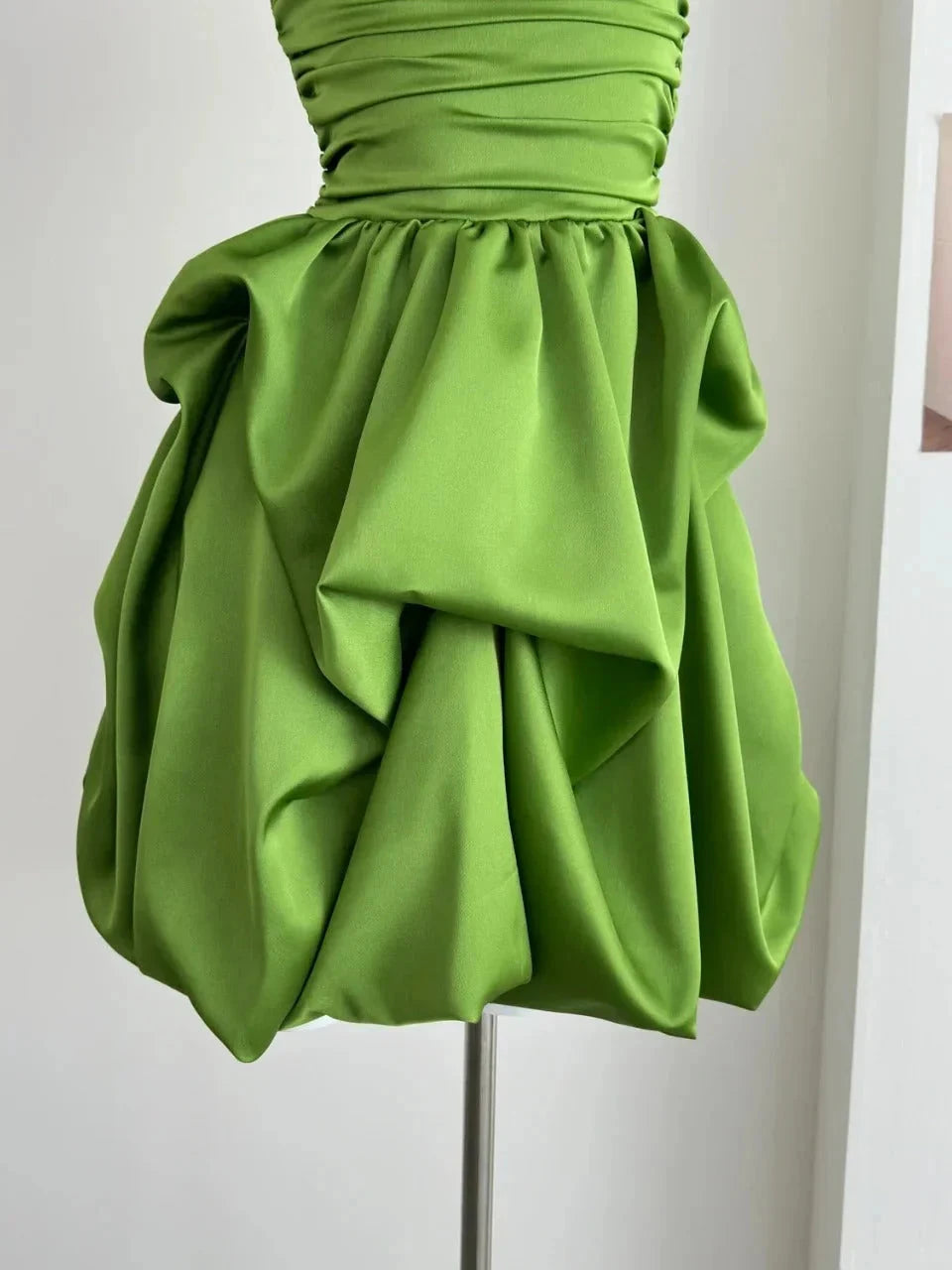 sweet tube top short satin homecoming dress birthday party dress simple gentle atmospheric and unique desi Bring summer colors to enhance whiteness by YiHuiw