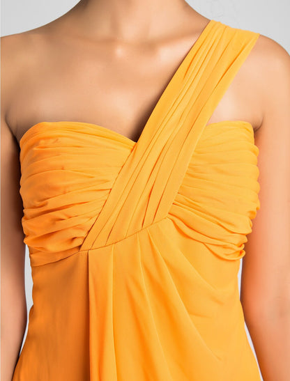 Ball Gown / A-Line Bridesmaid Dress One Shoulder / Sweetheart Neckline Sleeveless Sexy Knee Length Chiffon with Criss Cross / Draping / Side Draping by YiHuiw