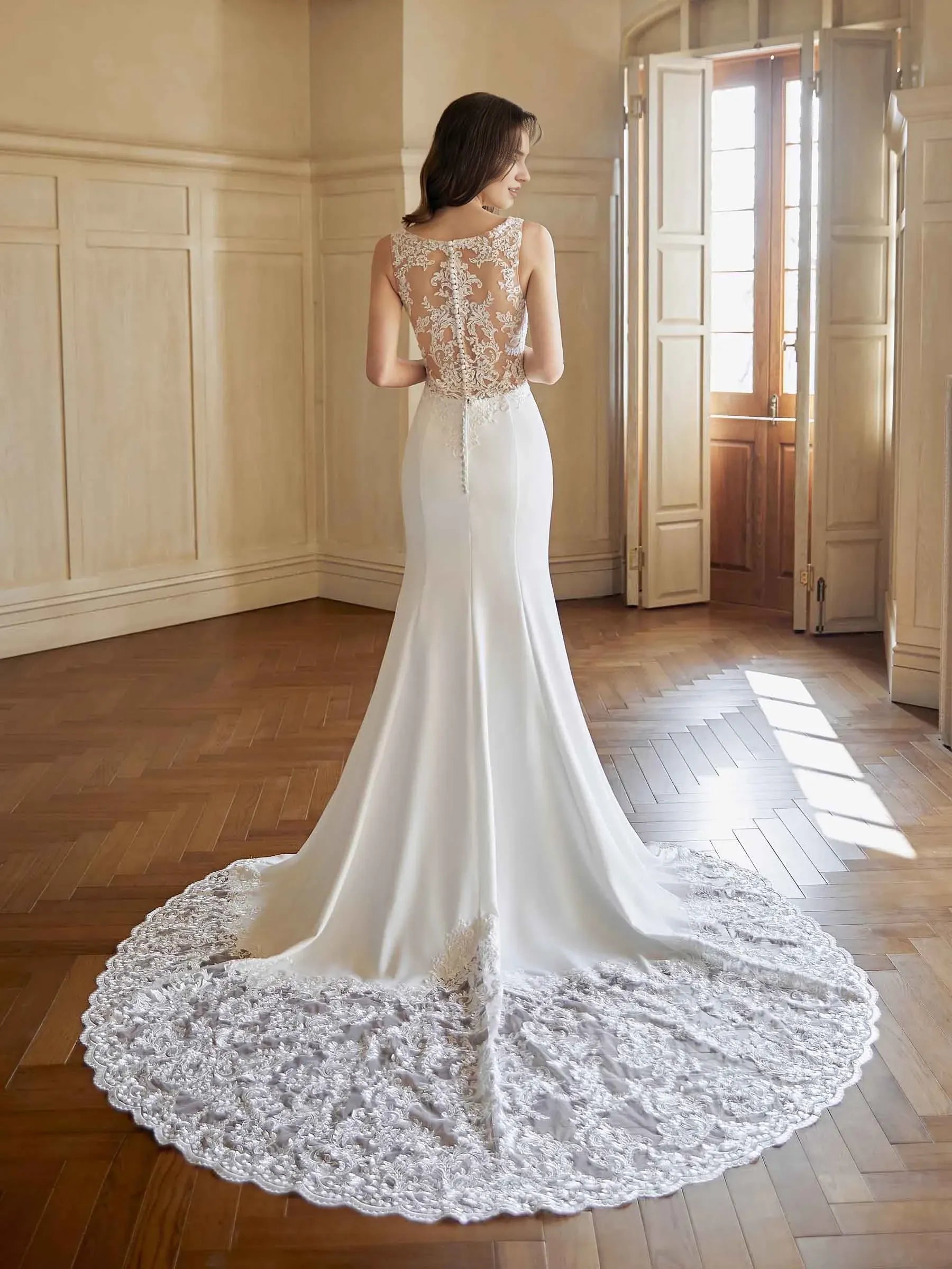 Mermaid V-Neck Sleeveless Floor-Length Wedding Dress - Yihuiw by Yihuiw