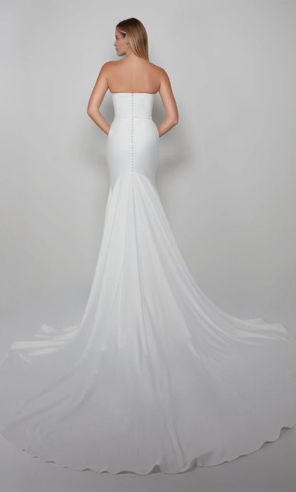 Mermaid Strapless Satin Train Wedding Dress - Yihuiw by Yihuiw