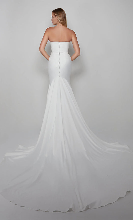 Mermaid Strapless Satin Train Wedding Dress - Yihuiw by Yihuiw