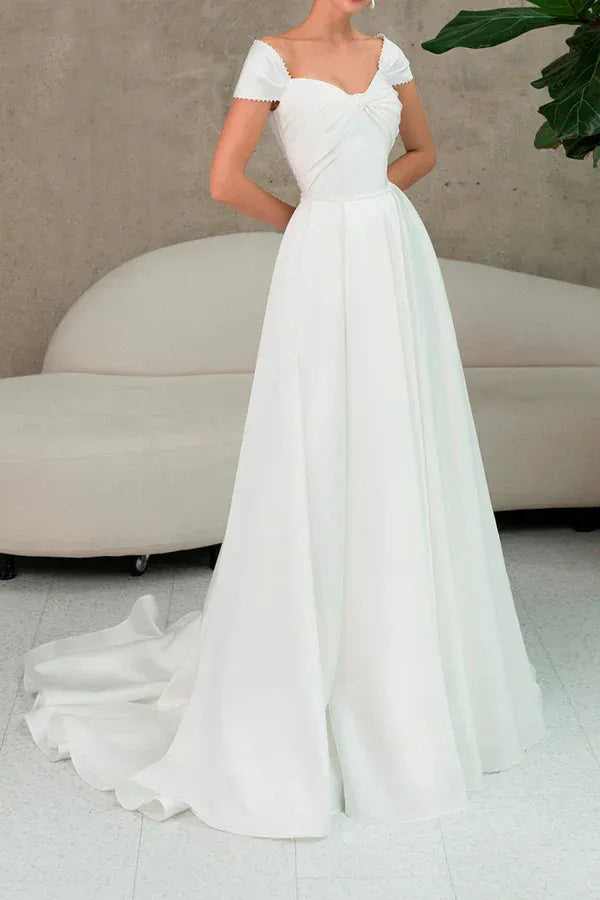 A-Line Sweetheart Floor-Length Wedding Dress - Yihuiw by Yihuiw