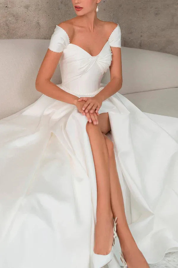 A-Line Sweetheart Floor-Length Wedding Dress - Yihuiw by Yihuiw